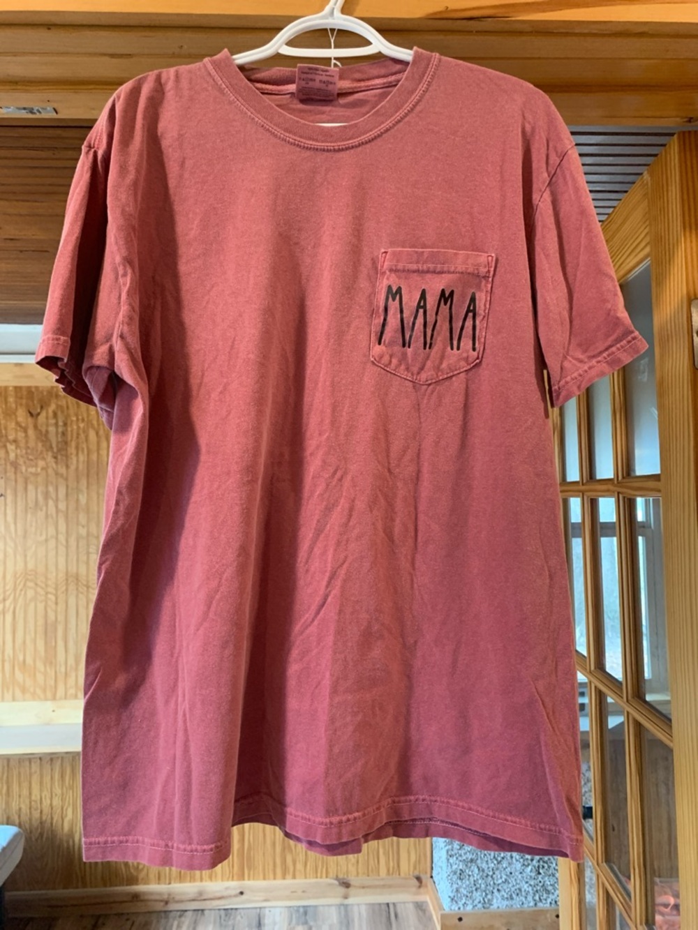 Women’s Comfort Colors Burnt Orange Mama Pocket Tee Short Sleeve T-shirt L